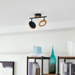 Lindby LED spot Manel, hout, 37 cm lang, 2-lamps