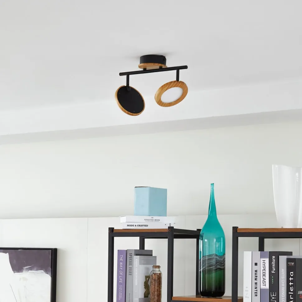 Lindby LED spot Manel, hout, 37 cm lang, 2-lamps