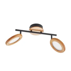 Lindby LED spot Manel, hout, 37 cm lang, 2-lamps