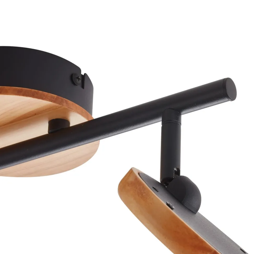 Lindby LED spot Manel, hout, 37 cm lang, 2-lamps