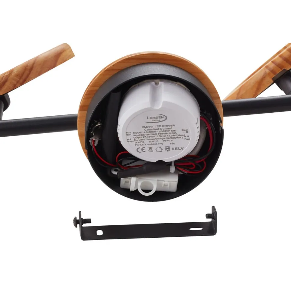 Lindby LED spot Manel, hout, 37 cm lang, 2-lamps