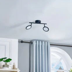 Lindby LED spot Manel, zwart, ijzer, 35 cm lang, 2-lamps.