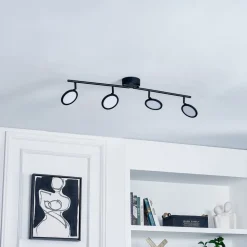 Lindby LED spot Manel, zwart, ijzer, 82 cm lang, 4-lamps