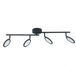 Lindby LED spot Manel, zwart, ijzer, 82 cm lang, 4-lamps