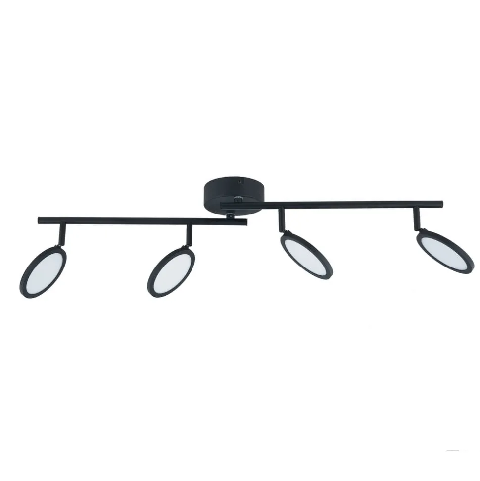 Lindby LED spot Manel, zwart, ijzer, 82 cm lang, 4-lamps