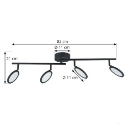 Lindby LED spot Manel, zwart, ijzer, 82 cm lang, 4-lamps