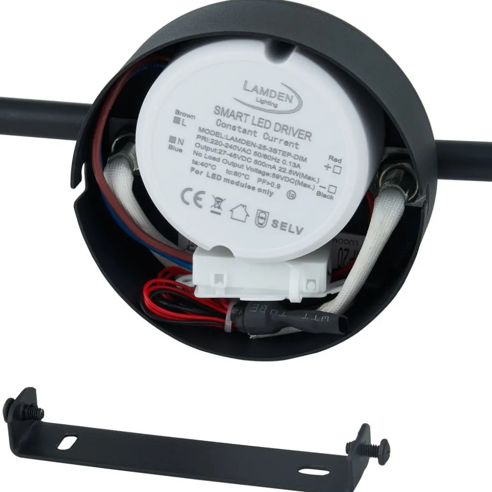 Lindby LED spot Manel, zwart, ijzer, 82 cm lang, 4-lamps