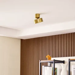 Lindby LED spot Nivoria, Ø 14 cm, goudkleurig, draaibaar gemonteerd