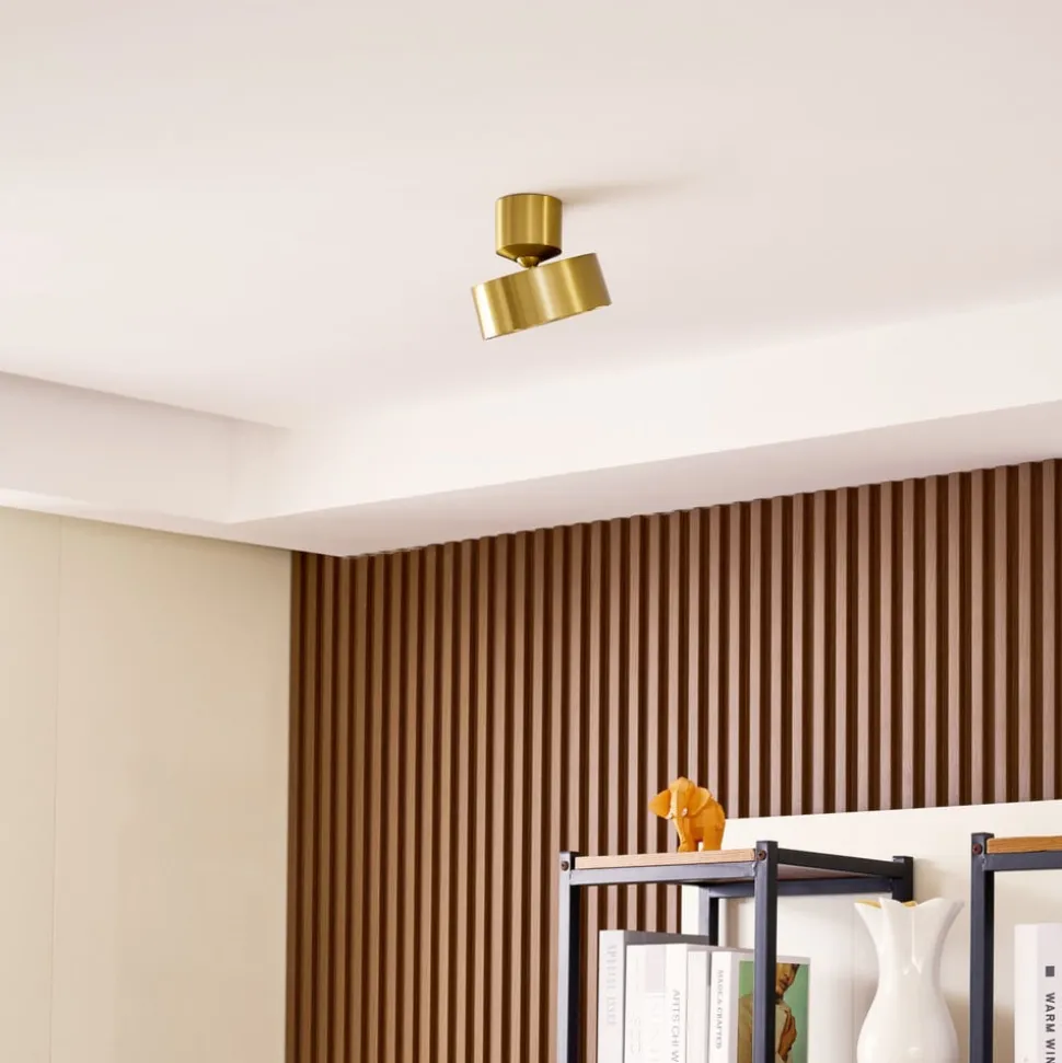 Lindby LED spot Nivoria, Ø 14 cm, goudkleurig, draaibaar gemonteerd