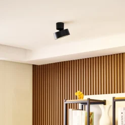 Lindby LED spot Nivoria, Ø 14 cm, zwart, draaibaar