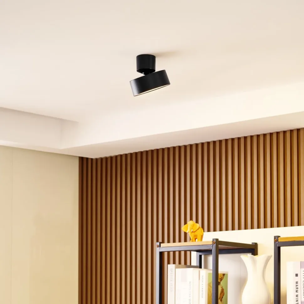 Lindby LED spot Nivoria, Ø 14 cm, zwart, draaibaar