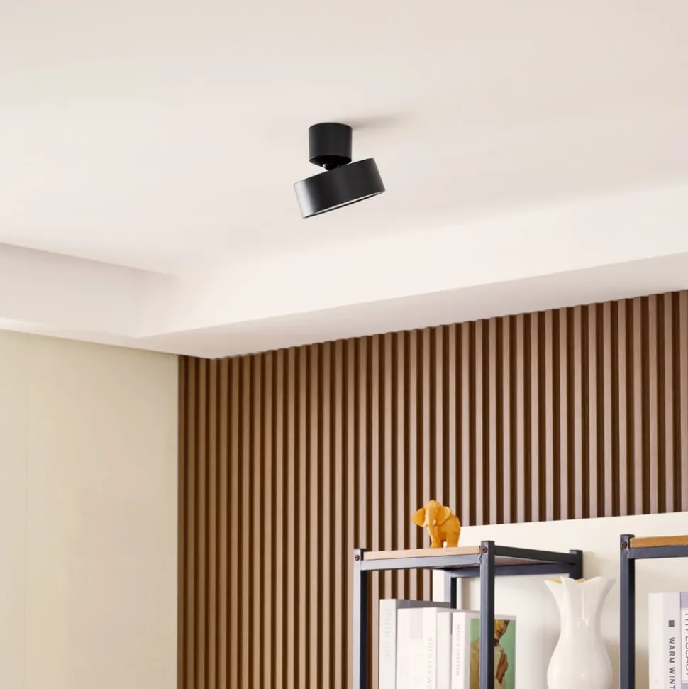 Lindby LED spot Nivoria, Ø 14 cm, zwart, draaibaar