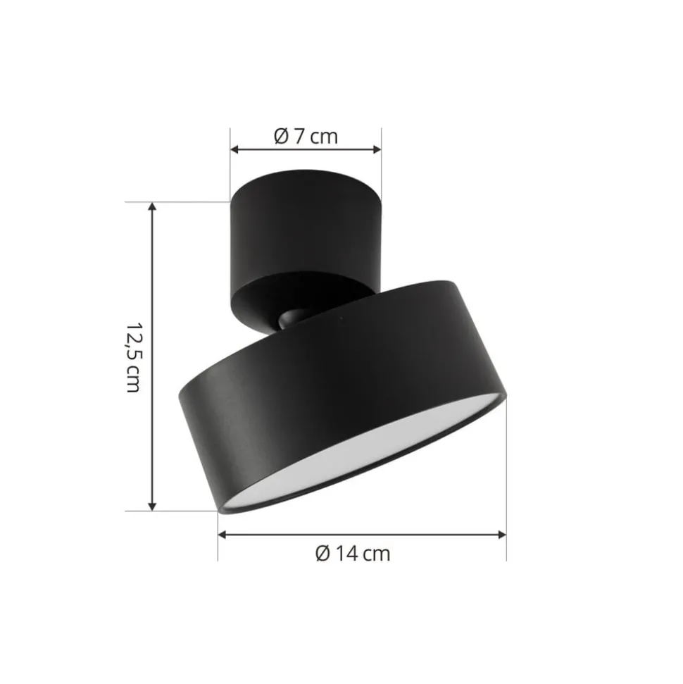 Lindby LED spot Nivoria, Ø 14 cm, zwart, draaibaar