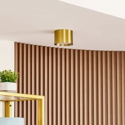 Lindby LED spot Nivoria, Ø 12 cm, goudkleurig, metaal