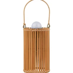 Lindby LED tafellamp Amaria, bamboe, Ø 12 cm