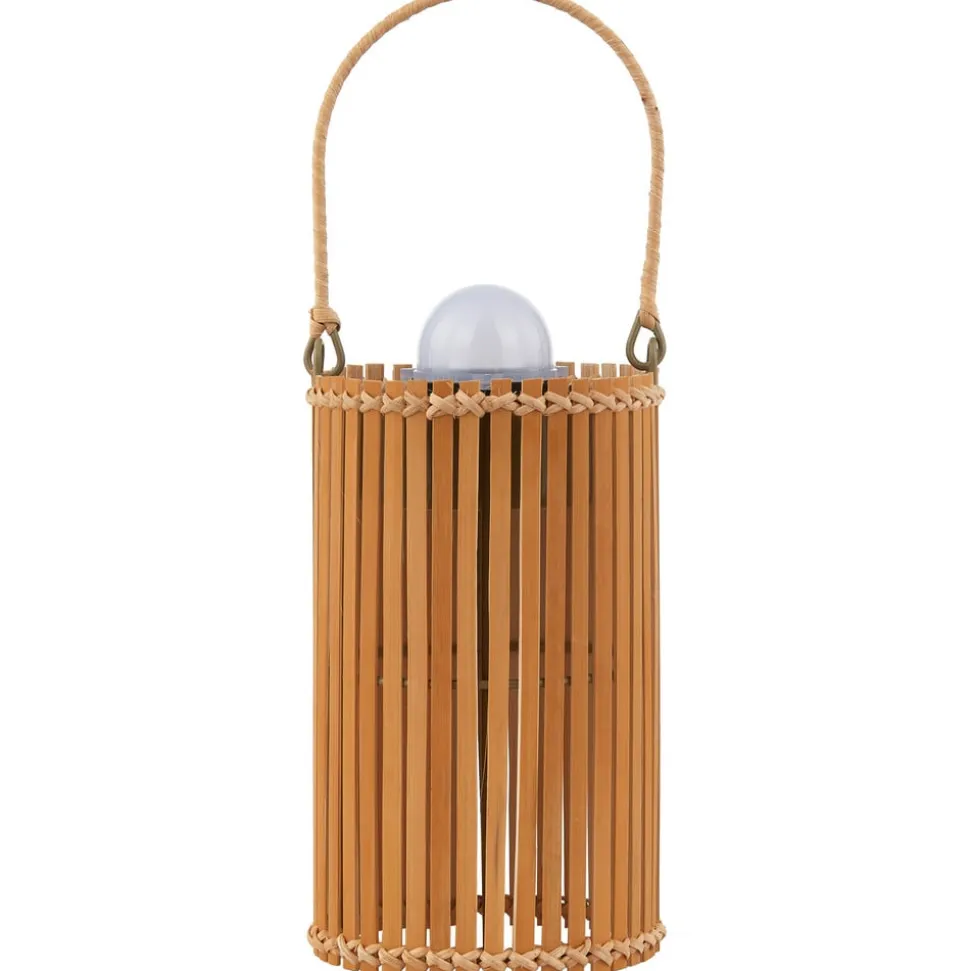 Lindby LED tafellamp Amaria, bamboe, Ø 12 cm