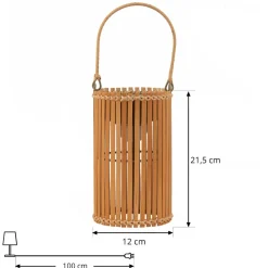 Lindby LED tafellamp Amaria, bamboe, Ø 12 cm