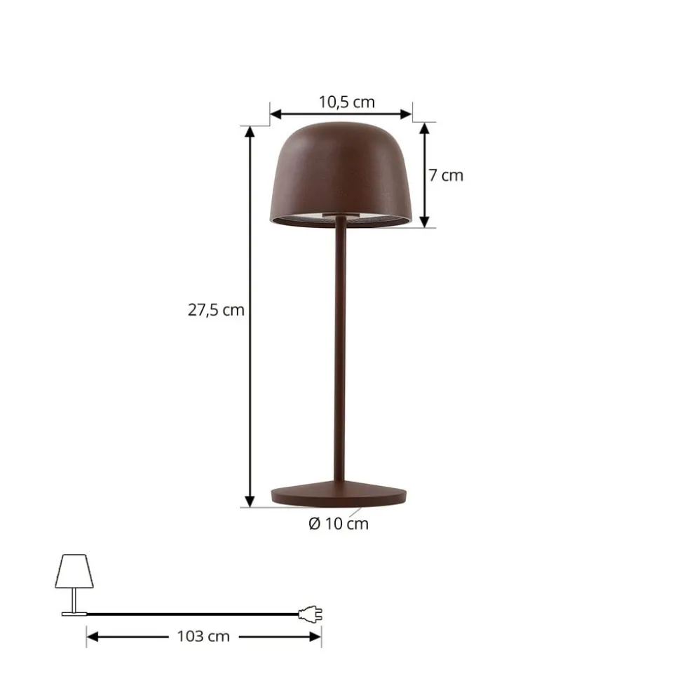 Lindby LED tafellamp Arietty, bruin, dimbaar, IP65