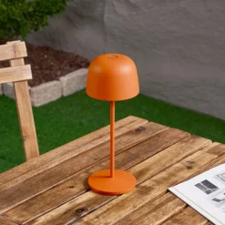 Lindby LED tafellamp Arietty, oranje, dimbaar, IP65