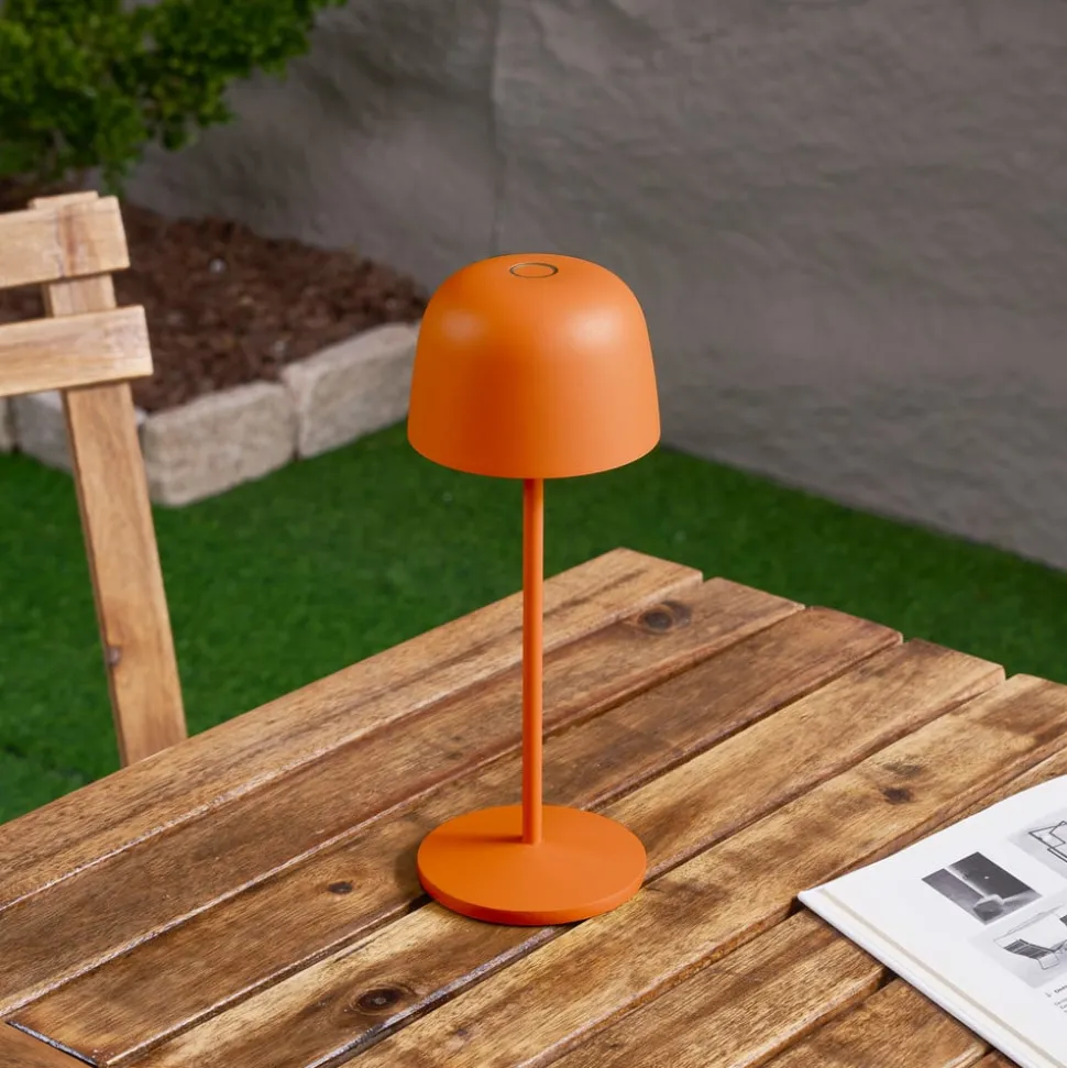 Lindby LED tafellamp Arietty, oranje, dimbaar, IP65