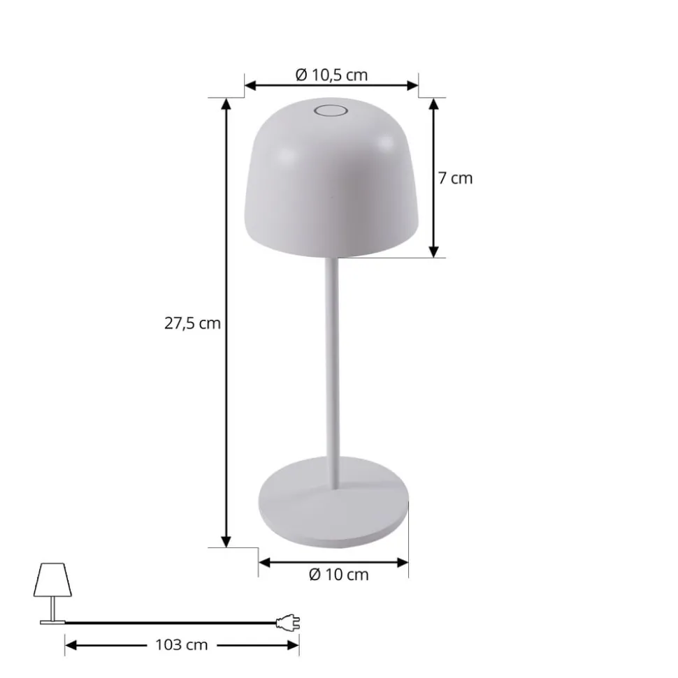 Lindby LED tafellamp Arietty, wit, dimbaar, IP65
