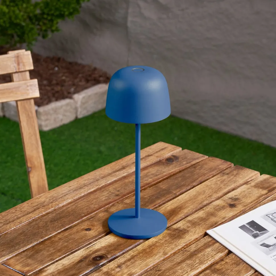 Lindby LED tafellamp Arietty, blauw, dimbaar, IP65