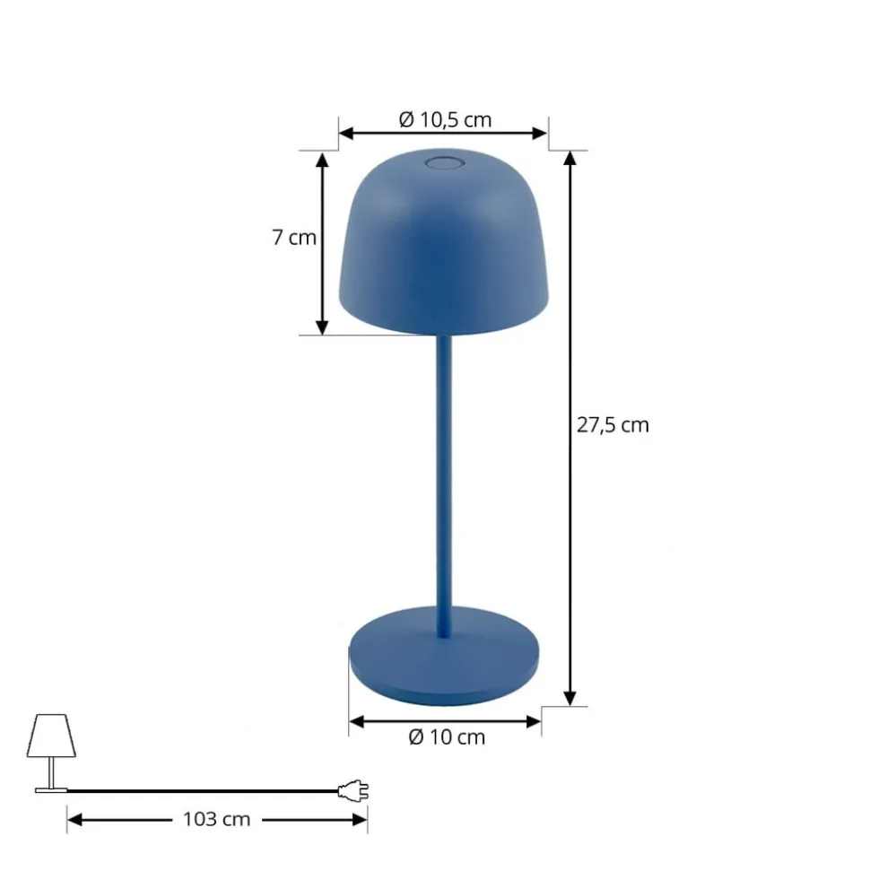 Lindby LED tafellamp Arietty, blauw, dimbaar, IP65
