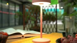 Lindby LED tafellamp Arietty, roze, dimbaar, IP54