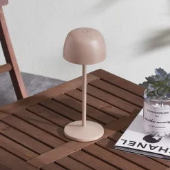 Lindby LED tafellamp Arietty, beige, dimbaar, IP65