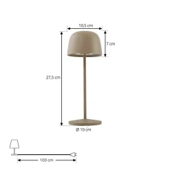 Lindby LED tafellamp Arietty, beige, dimbaar, IP65