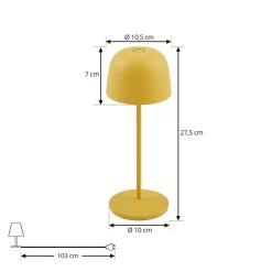 Lindby LED tafellamp Arietty, geel, dimbaar, IP65