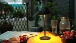 Lindby LED tafellamp Arietty, zwart, dimbaar, IP65