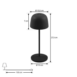 Lindby LED tafellamp Arietty, zwart, dimbaar, IP65