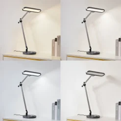 Lindby LED tafellamp Elvir, grijs, aluminium, hoogte 53cm, CCT