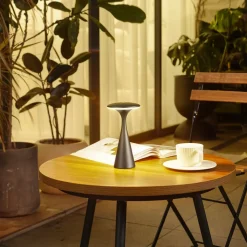 Lindby LED tafellamp Evelen, zwart, IP54, CCT