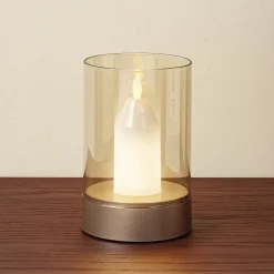 Lindby LED tafellamp Lumana, amber, glas, dimbaar