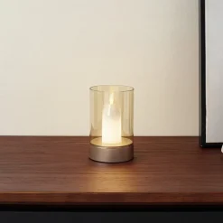 Lindby LED tafellamp Lumana, amber, glas, dimbaar