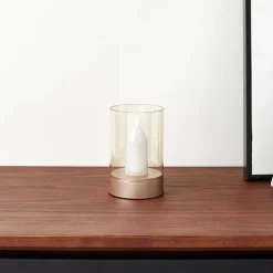 Lindby LED tafellamp Lumana, amber, glas, dimbaar