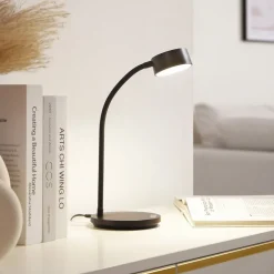 Lindby LED tafellamp Maori, zwart, CCT, metaal, dimbaar