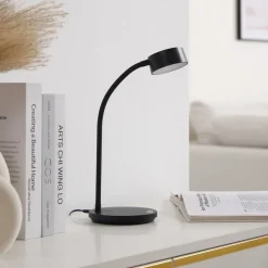 Lindby LED tafellamp Maori, zwart, CCT, metaal, dimbaar