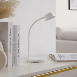 Lindby LED tafellamp Maori, wit, metaal, CCT, dimbaar