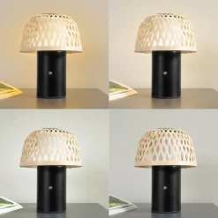 Lindby LED tafellamp Nifelia, bamboe, CCT, dimbaar