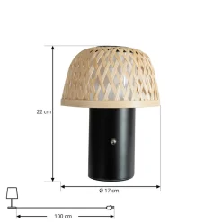 Lindby LED tafellamp Nifelia, bamboe, CCT, dimbaar