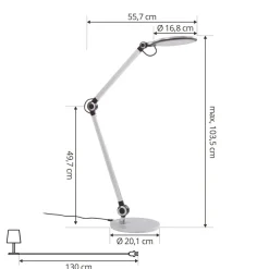 Lindby LED tafellamp Nyxaris, zilver, metaal, CCT, 50 cm