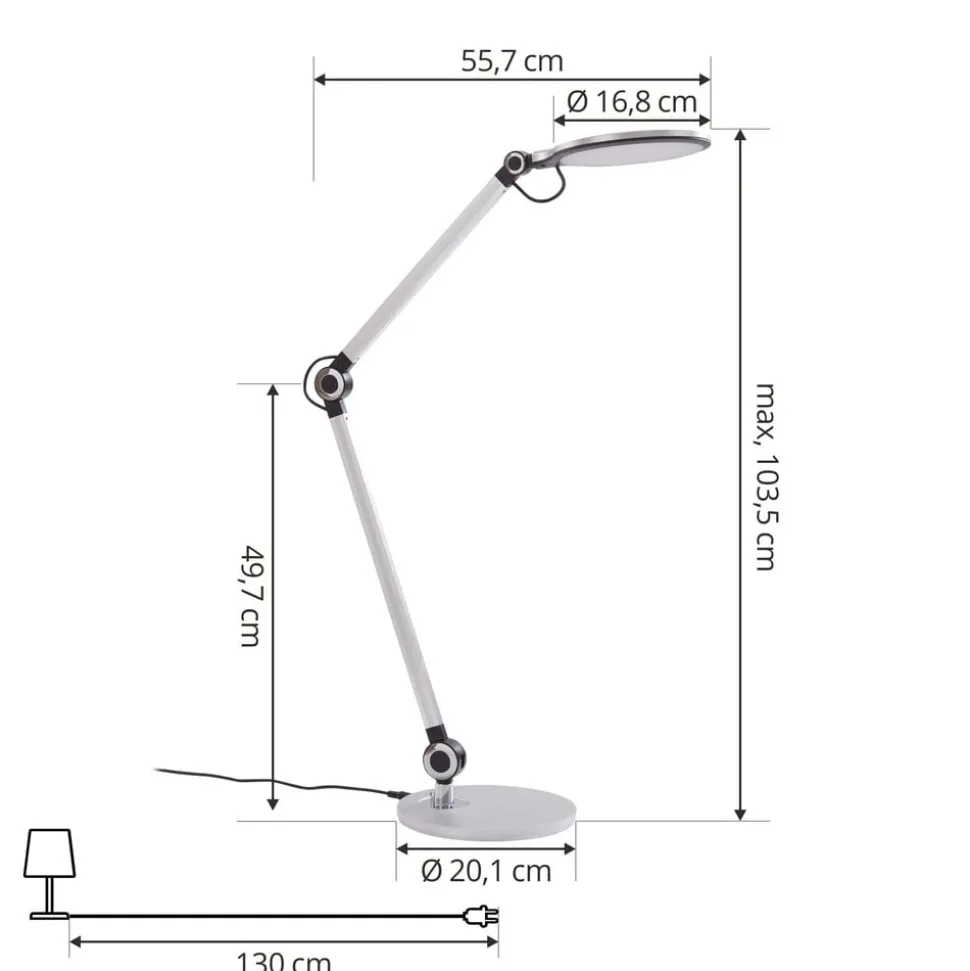 Lindby LED tafellamp Nyxaris, zilver, metaal, CCT, 50 cm