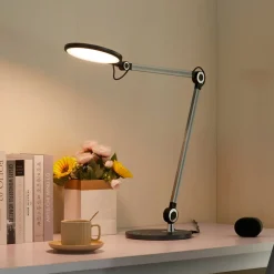 Lindby LED tafellamp Nyxaris, grijs, metaal, CCT, 50 cm