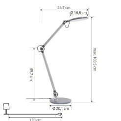 Lindby LED tafellamp Nyxaris, grijs, metaal, CCT, 50 cm