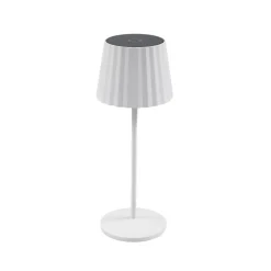 Lindby LED tafellamp op accu Esali, wit, groeven, 29 cm