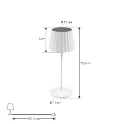 Lindby LED tafellamp op accu Esali, wit, groeven, 29 cm