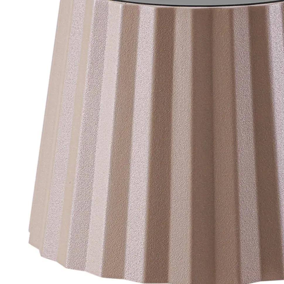 Lindby LED tafellamp op accu Esali, beige, metaal, IP65